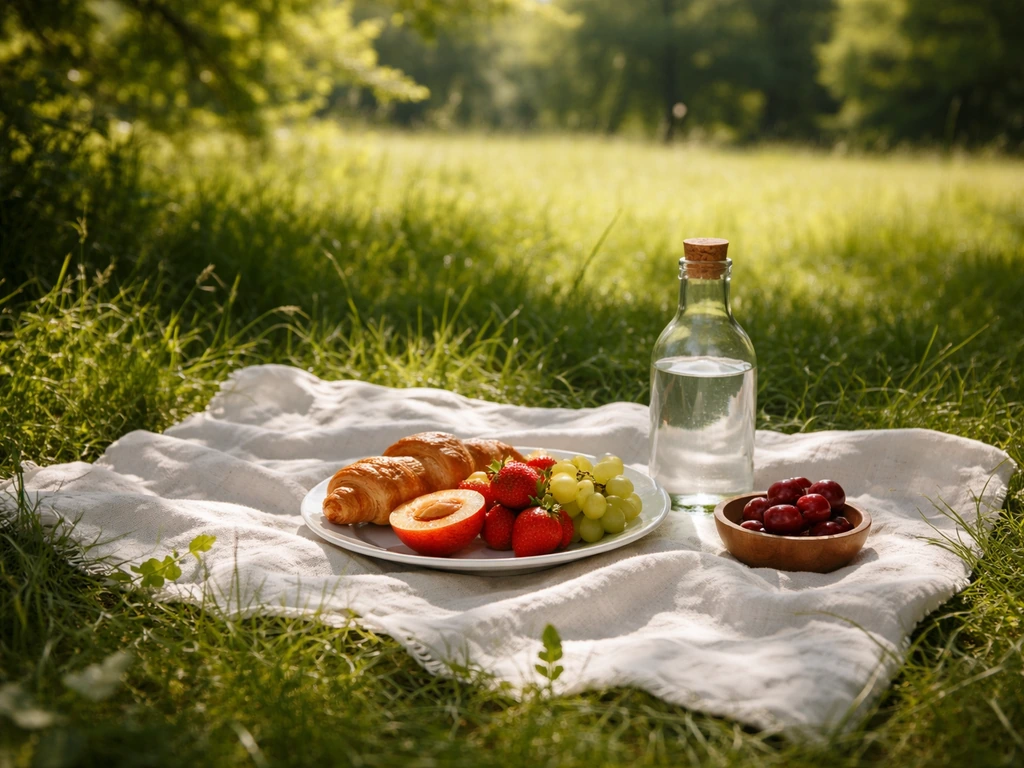 Scène sur l’herbe verdoyante éclairée par le soleil, touche picturale contrastée évoquant Manet et l’impressionnisme.