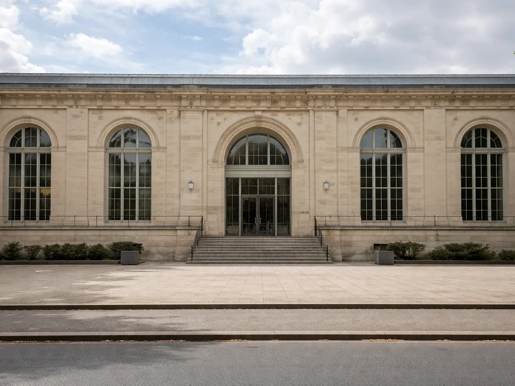 Façade du Musée des Beaux-Arts de Caen, façade en pierre, lumière naturelle, entrée discrète.