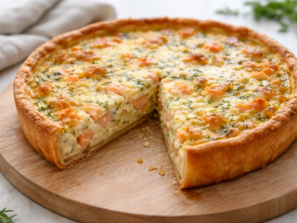 Quiche saumon fromage ail fines herbes : recette facile