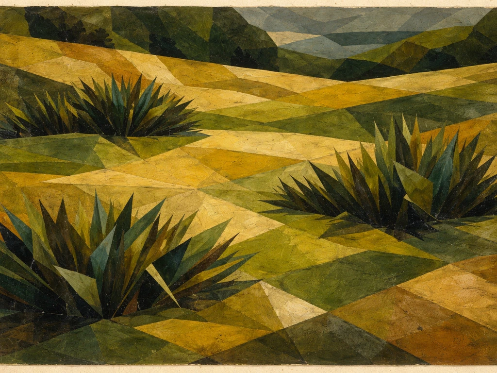 Vue rapprochée d’un sous-bois avec herbe et ombres, composition évoquant l’espace symbolique façon Picasso