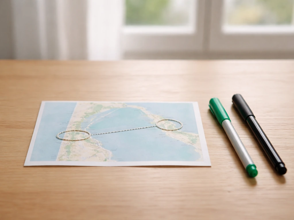 Table avec une carte de Lège-Cap-Ferret et deux repères visuels pour illustrer une confusion toponyme/nom commun.